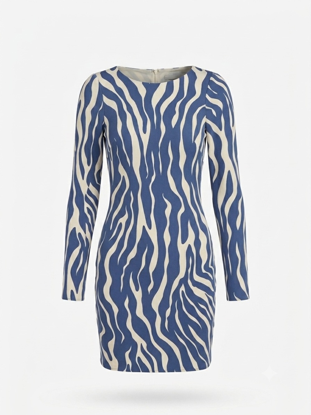 NWT Abercrombie & Fitch Blue Zebra Open Back Long Sleeve Dress Size Small